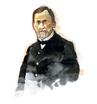 Portrait of Louis Pasteur (1822-1895) scientist francais (Retrato de Louis Pasteur químico y microbiólogo francés famoso por sus descubrimientos de los principios de la vacunación, la fermentación microbiana y la pasteurización) Ilustración de Alessandro L de Alessandro Lonati