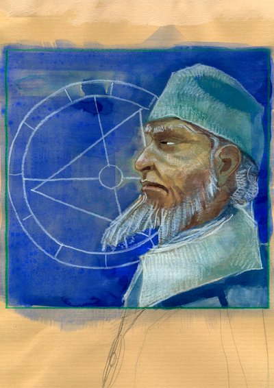 Retrato de Michel de Notre Dame (Nostradamus) astrólogo inglés - Retrato de Nostradamus, Michel de Notre Dame (1503-1566) astrólogo y médico francés Ilustración de Alessandro Lonati de Alessandro Lonati