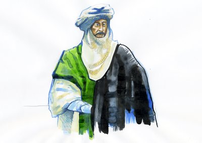 Retrato de Muawiyah I (602-680) Primer califa omeya (Retrato de Muawiyah I) de Alessandro Lonati