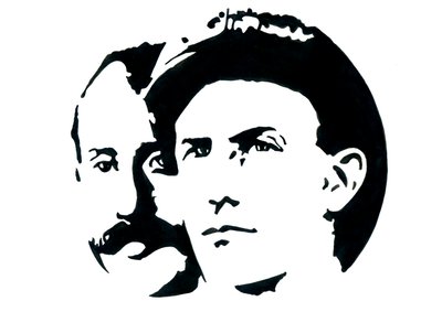 Retrato de Orville (1871-1948) y Wilbur Wright (1867-1912) pioneros americanos de la aviación (Wright brothers, Orville and wilbur American brothers, inventors, and aviation pioneers) de Alessandro Lonati