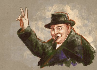 Retrato de Sir Winston Leonard Spencer Churchill (ilustración) de Alessandro Lonati