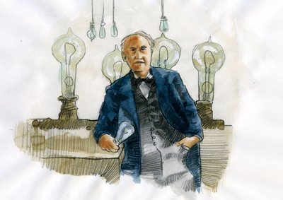 Retrato de Thomas Edison (1847-1931) Inventor científico e industrial estadounidense (Retrato de Thomas Edison Inventor y empresario estadounidense) de Alessandro Lonati