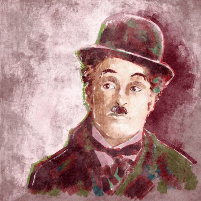Retrato del actor y director Charlie Chaplin (ilustración) de Alessandro Lonati