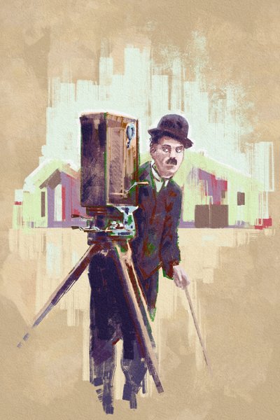 Retrato del actor y director Charlie Chaplin (ilustración) de Alessandro Lonati
