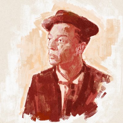 Retrato del director y actor Buster Keaton (ilustración) de Alessandro Lonati