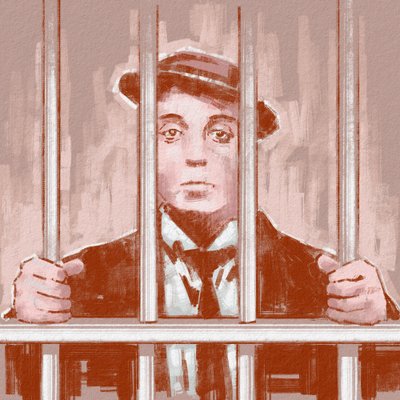 Retrato del director y actor Buster Keaton (ilustración) de Alessandro Lonati