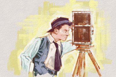 Retrato del director y actor Buster Keaton (ilustración) de Alessandro Lonati