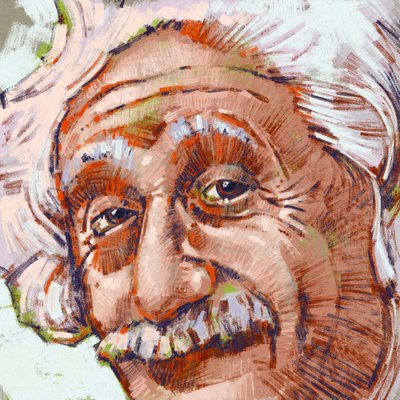 Retrato del científico Albert Einstein (ilustración) de Alessandro Lonati