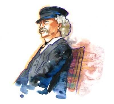 Retrato del escritor estadounidense Mark Twain (1835-1910) de Alessandro Lonati