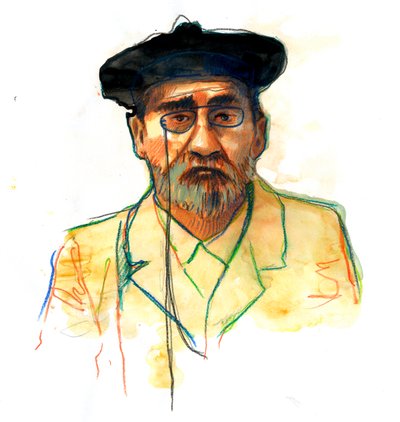 Retrato del escritor francés Emile Zola (1840-1902) (Retrato del novelista inglés Emile Zola) de Alessandro Lonati