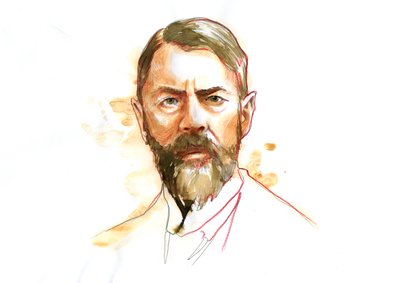 Retrato del sociólogo alemán Max Weber (1864 - 1920) (Max Weber Sociólogo, filósofo, jurista y economista político alemán) de Alessandro Lonati