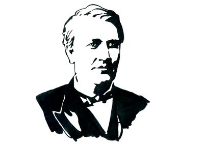 Retrato del físico Thomas Edison (1847-1931) Dibujo de Alessandro Lonati