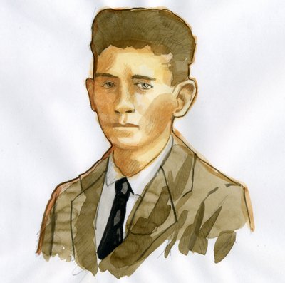 Portrait of the Pragish writer Franz Kafka (1883-1924) (Retrato del escritor de novelas en lengua alemana Franz Kafka) de Alessandro Lonati