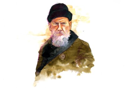 Retrato del escritor ruso Lev Nikoláievich (León o León Tolstói) (Tolstoi) (1828-1910) (Retrato del autor Lev N Tolstói) de Alessandro Lonati