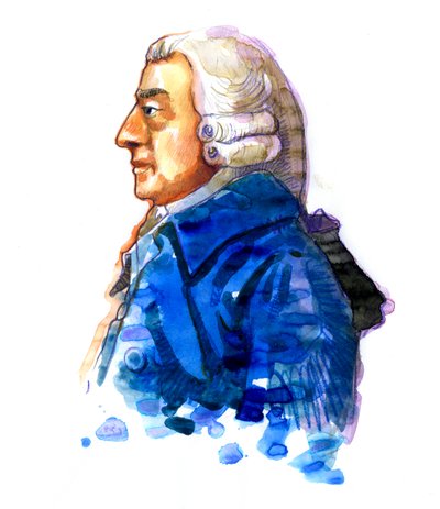 Retrato del filósofo y economista Adam Smith (1723-1790) Dibujo de Alessandro Lonati