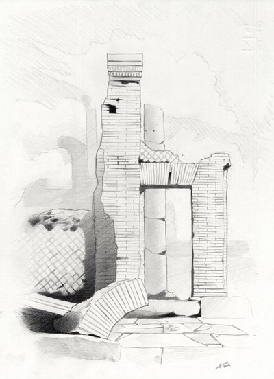 Ruinas de la época romana en Roma, Foro (foro romano) Dibujo de Alessandro Lonati. de Alessandro Lonati