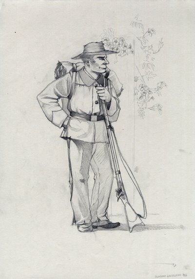 Segundo Imperio (1852-1870): Unificación italiana (Risorgimento), voluntario del ejército garibaldino conocido como "camisa roja", luchador por la causa de Giuseppe Garibaldi (1807-1882) en Italia. de Alessandro Lonati