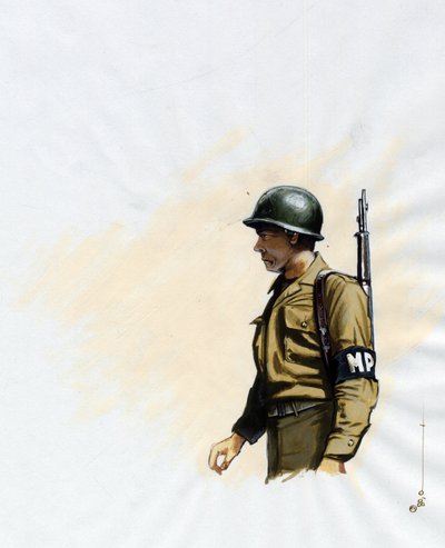 Segunda Guerra Mundial 1939-1945: soldado del ejército estadounidense entre 1943 y 1945. Dibujo de Alessandro Lonati de Alessandro Lonati