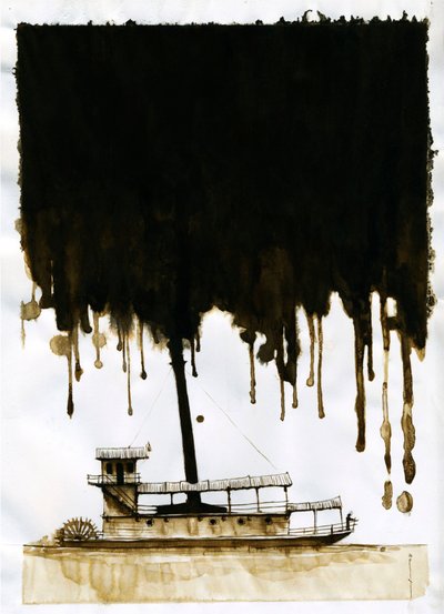 Ilustración a vapor del nuevo "En el corazón de las tinieblas" de Joseph Conrad. 2012 de Alessandro Lonati