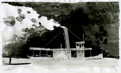 Ilustración a vapor del nuevo "En el corazón de las tinieblas" de Joseph Conrad. 2012 de Alessandro Lonati