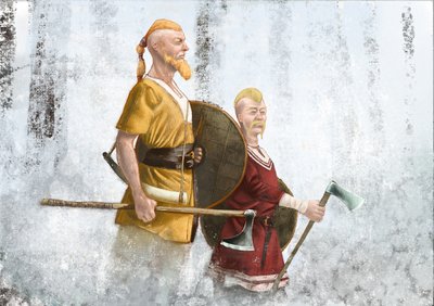 Vikingos en el bosque de niebla de Alessandro Lonati
