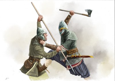Lucha de guerreros vikingos de Alessandro Lonati
