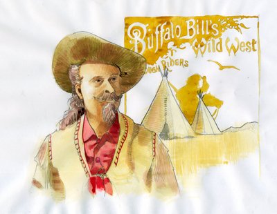 William Frederick Cody - Conocido como Buffalo Bill - Retrato de Buffalo Bill (1846-1917), Coronel William Cody - Ilustración de Alessandro Lonati de Alessandro Lonati
