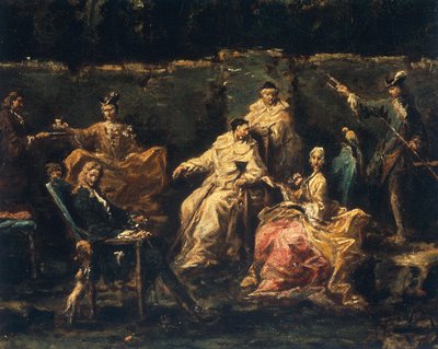 Entretenimiento en el jardín de Albaro (detalle) de Alessandro Magnasco