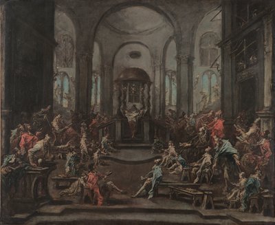 Interior de una sinagoga, c.1725-35 (óleo sobre lienzo) de Alessandro Magnasco