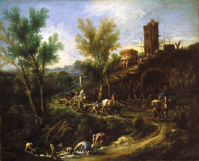Paisaje con gitanos y lavanderas (óleo sobre lienzo) de Alessandro Magnasco