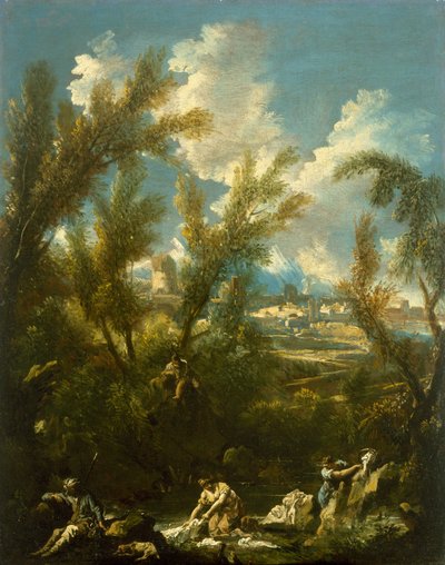 Paisaje con lavandera de Alessandro Magnasco