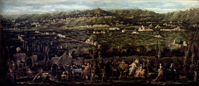 Salón en un jardín al aire libre de Albaro Mondanites de Alessandro Magnasco