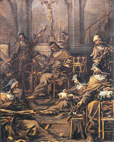 Monjas hilando y bordando, por Alessandro Magnasco, conocido como Lissandrino (1667-1749) de Alessandro Magnasco