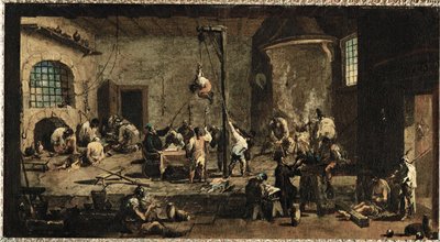 Escena en el juzgado ... (óleo sobre lienzo) de Alessandro Magnasco