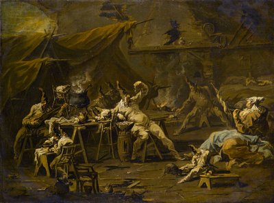 La cena de Pulcinella y Colombina de Alessandro Magnasco