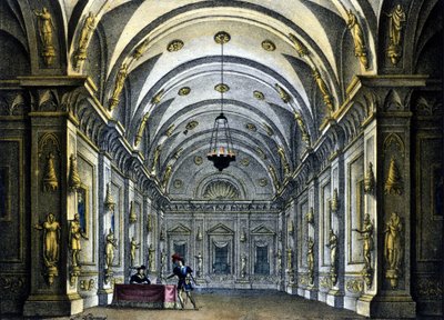 Escenografía de Sanquirico para la ópera “Anna Bolena” de Gaetano Donizetti (1797-1848) representada en el Teatro Carcano en Milán de Alessandro Sanquirico