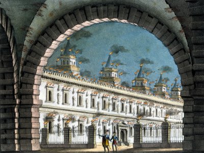 Escenografía de Sanquirico para la ópera “Il pirata” (El Pirata) de Vincenzo Bellini de Alessandro Sanquirico