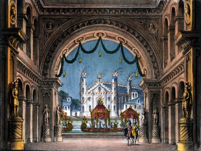 Escenografía de Sanquirico para la ópera “La straniera” (La extranjera) de Vincenzo Bellini de Alessandro Sanquirico