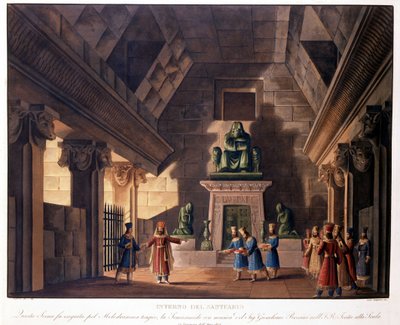 Escenografía de Sanquirico para la ópera “Semiramis” (Semiramide) de Gioacchino Rossini representada en el Teatro alla Scala de Alessandro Sanquirico