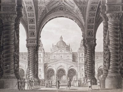 Diseño de escenario para la ópera seria I due Valdomiri de Peter Winter. Teatro alla Scala de Alessandro Sanquirico