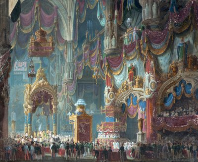 La coronación del emperador Fernando I de Austria como rey de Lombardía-Venecia en la catedral de Milán de Alessandro Sanquirico