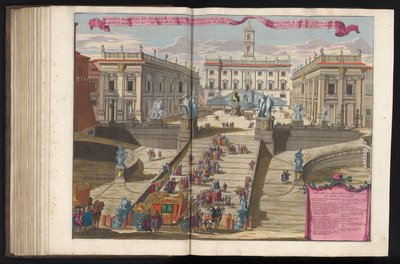 Trampa cerca de la Piazza del Campidoglio te Rome Dibujo y alzado del Campidoglio romano moderno (...) (título sobre objeto) de Alessandro Specchi