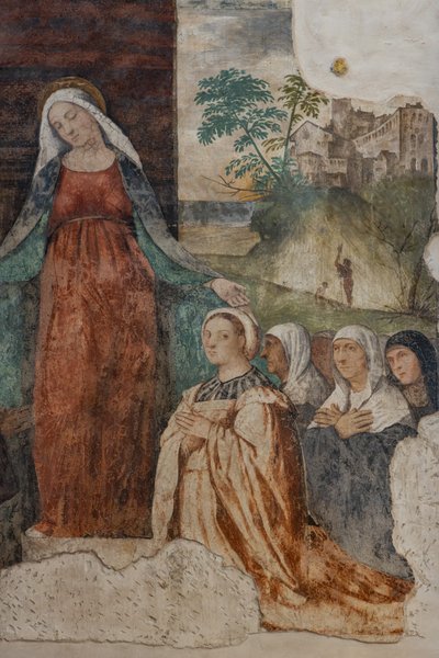 Nuestra Señora de la Merced y el Beato Isnardo da Chiampo, detalle de Alessandro Verla
