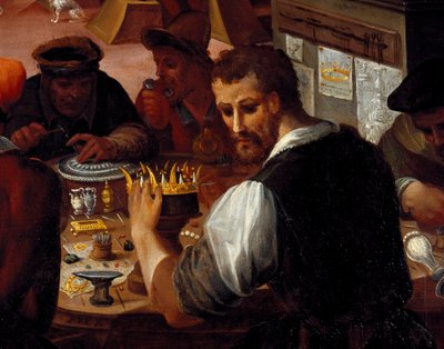 El taller del orfebre (detalle de los trabajadores del metal) de Alessandro di Vincenzio Fei