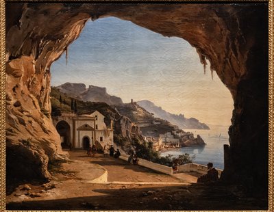 La cueva de los Capichinos en Amalfi, c.1850 (óleo sobre lienzo) de Alessandro la Volpe