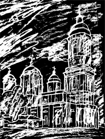 Iglesia bajo las nubes de Alex Caminker