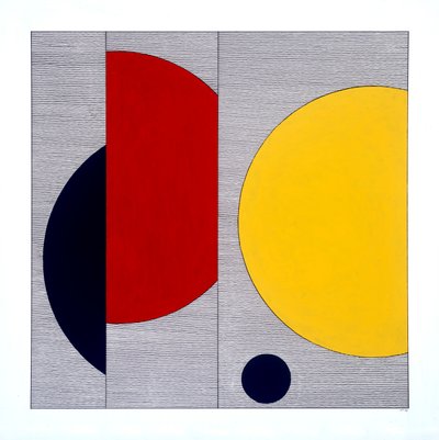 Segmentos, 2023 (esmalte y bolígrafo sobre tarjeta) de Alex Dunn