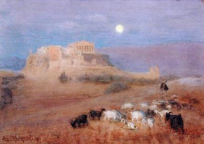 La Acrópolis al atardecer de Alex J. Mavrogordato