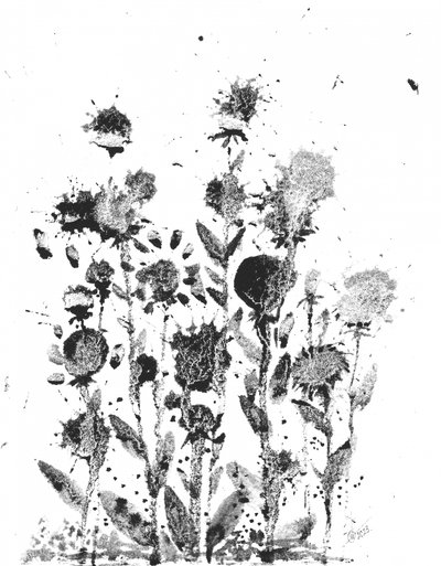 Flores con salpicaduras de tinta de Alex Walsh