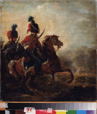 Jinetes. (Regimiento de húsares). Pintura de Alexander Osipovich Orlowski (1777-1832), óleo sobre lienzo de Alexander Orlowski